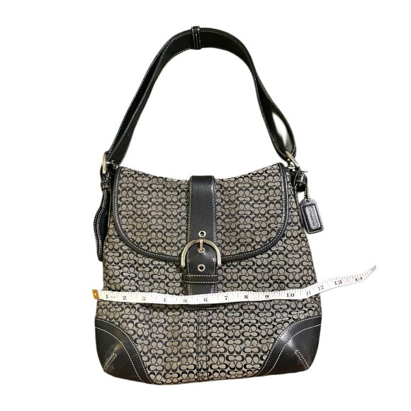 SOLD Coach Soho Y2K Signature Black & Grey Jacquard Buckle Flap Shoulder Bag - Picture 7 of 10